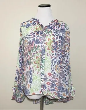 Maeve Bryanna Dolman Sleeve Geometric Blouse thumbnail 1