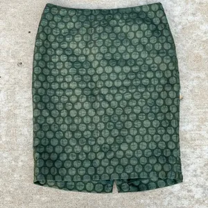 Anthropologie Maeve Green Silk Pencil Skirt Women’s Size 6 Midi High Waist thumbnail 2