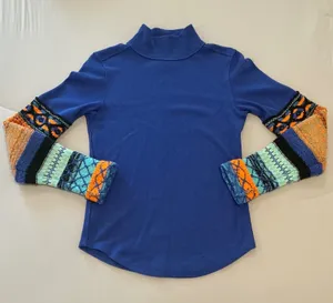 Free People We The Free All Too Well Cuff Blue Orange Boho Thermal Top Medium thumbnail 1