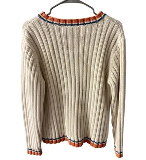 Liz Claiborne Lizwear Jeans Vintage Chunky Cable Knit Sweater Large Women Ivory thumbnail 2