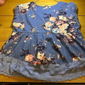 Free People Harper floral corduroy blue blouse large thumbnail 8