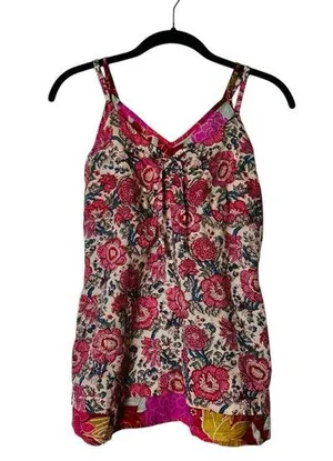 Vintage Cotton Village Floral Babydoll Top Cottage Y2K Boho Tassels Size Small thumbnail 1
