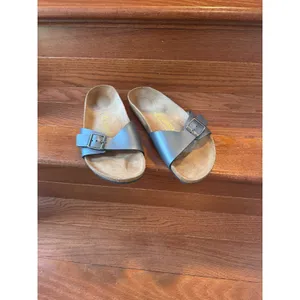Birkenstock Madrid Metallic Blue Gray Slide Sandals Women 41 L10 M8 thumbnail 7
