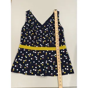 NEW Boden Top Womens 10 Navy Sinead Polka Dot Stretch Preppy Work Beach Coastal thumbnail 4