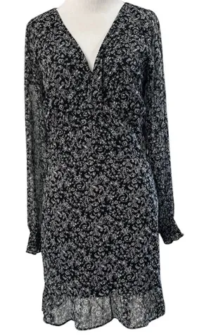 Abercrombie & Fitch Black Floral Smocked Mini Dress Size L thumbnail 1