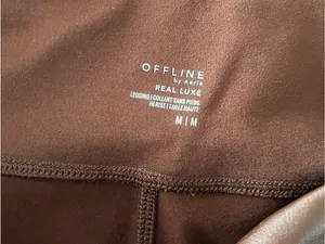 aerie Offline Faux Leather Luxe Leggings in Brown thumbnail 3