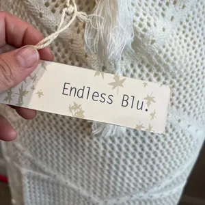 Endless Blu White Crochet Fringe Cover Up Boho Festival Beach‎ Dress Size M thumbnail 5
