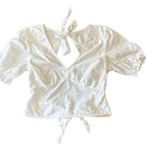 Abercrombie & Fitch White Tie-Back Blouse thumbnail 1