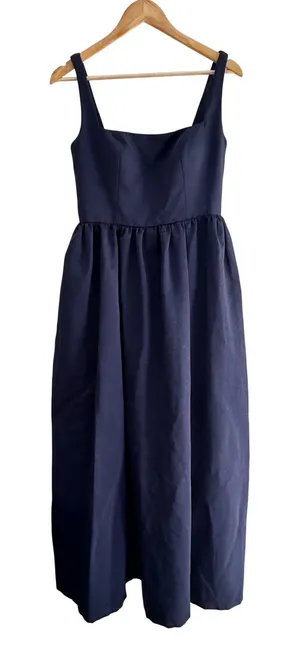 Jenny Yoo Navy Blue Square Neck A-Line Midi Dress Size 8 Formal Bridesmaid thumbnail 1