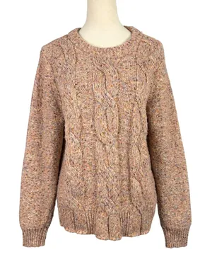 A New Day Cable Knit Sweater Womens Medium Marled Pink Multi Cozy Fall Casual thumbnail 1