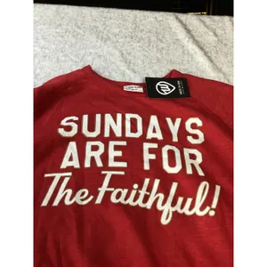 Where I'm From Sundays‎ Are For The Faithful Red Cropped Sweatshirt Medium NEW thumbnail 2