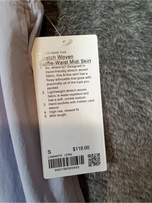Lululemon Stretch Woven Ruffle Waist Midi Skirt Relaxed Fit Travel Womens Small thumbnail 7