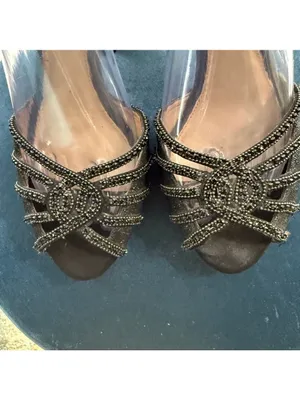 Antonio Melanie Black Heels Rhinestones Beaded Size 8 thumbnail 5