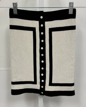 EGGS Knit Mini Skirt Black White Colorblock Button Front‎ Stretch XXS/XS thumbnail 1