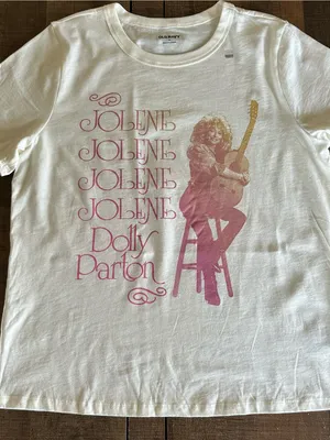 Old Navy Dolly Parton Jolene Graphic T-Shirt Women's Medium White Country Music thumbnail 2