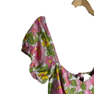 Show Me Your MuMu Cathy Pink Retro Floral Sweetheart Tie Back Puff Maxi Dress M thumbnail 8