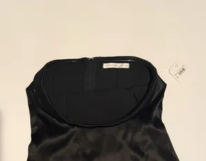 Altar'd State Strapless Black Silk Mini Dress thumbnail 5