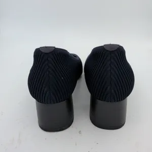 VIVAIA Melody 2.0 Square Toe Chunky Navy Ribbed Knit Block Heel Pumps 7.5 38.5 thumbnail 5