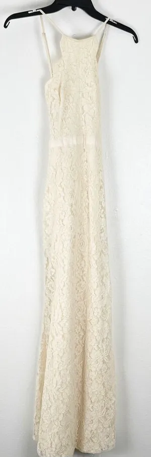 LULUS Zenith Cream Lace Hidden Back Zipper Maxi Dress Small Wedding Victorian thumbnail 1