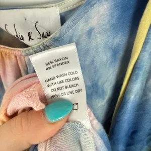 NWT Sadie & Sage Tie Dye Sleeveless Maxi Dress Blue Yellow Size Large L NEW thumbnail 10