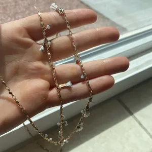 Loft rose gold long chain with small tassels and beads thumbnail 7