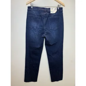 NIC+ZOE Mid Rise Straight Jeans Women 31 Twilight Blue Raw Hem Denim ALL1882 thumbnail 9