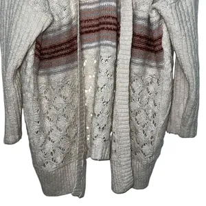 Anthropologie Pilcro Jemma Cable-Knit Open Cardigan Women Size XS/S Beige‎ Wool thumbnail 5
