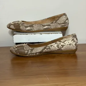 Sofft Womens Snakeskin Print Ballet Flats Buckle Accent Brown Tan 8.5M 1097155 thumbnail 3