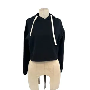 Monrow Black‎ Cropped Pull Over Hoodie Sweatshirt Size XS thumbnail 3