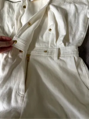 Lovers and Friends Small Fancy White Denim Romper With Gold Buttons thumbnail 7