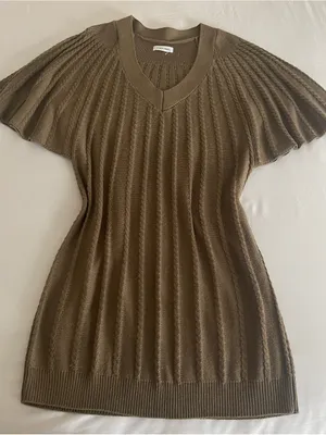 Calvin Klein Cable Knit Pleated Butterfly Sleeve Dress - Like New thumbnail 2