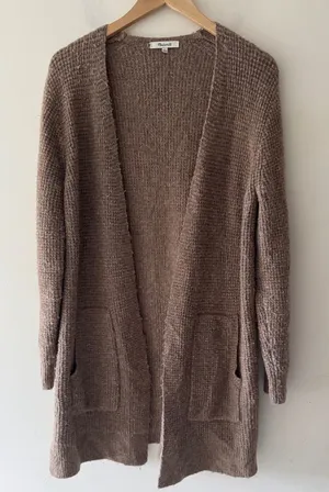 Madewell Wafflestitch Brown‎ Open Cardigan Sweater Alpaca and Merino Wool Cozy thumbnail 1
