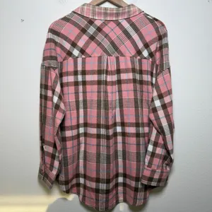 Vanilla Bay‎ Women Button Front Shirt Flannel Pink Brown Patchwork Cabin Western thumbnail 7