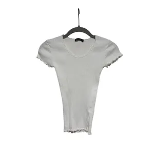 Brandy Melville White Ribbed Lettuce Edge Tee S thumbnail 2