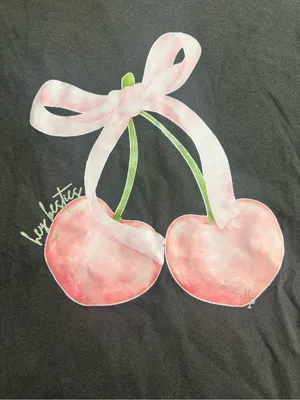 Comfort Colors Pepper Tee with Pink Cherry Bow Graphic thumbnail 4