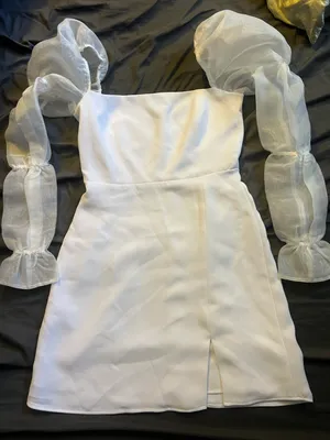 Park & Fifth White Puff Sleeve Dress thumbnail 2