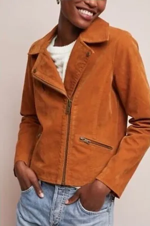 Anthropologie Biddle Moto Jacket Faux Suede thumbnail 1