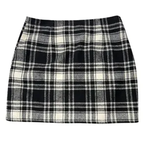 Hollister Black White Plaid Wool Blend Mini Skirt Size 7 Preppy Zip Front thumbnail 3