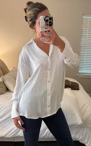 ZARA Satin Button Down thumbnail 1