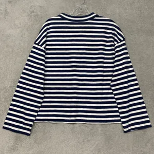 Madewell Top Womens Small‎ Blue White Lace Up Long-Sleeve Tee Stripe Navy NV911 thumbnail 8