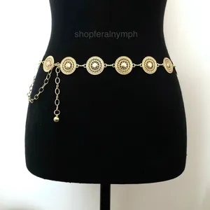 Gold Y2K Round Medallion Indie Body Chain Belt, Fits 24-40 Inches, X7GA1237 thumbnail 3