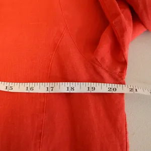 Dark Coral Linen Tunic Top Lagenlook‎ Coastal Beachy Oversized Pockets Size M/L thumbnail 3