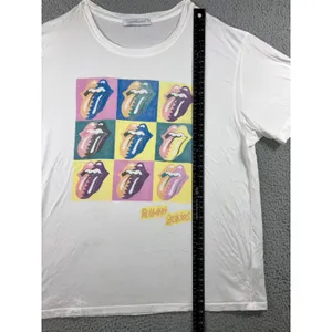 Daydreamer Rolling Stones Graphic Band Tee Womens XL White Pop Art 9 Licks Distressed Boxy thumbnail 12