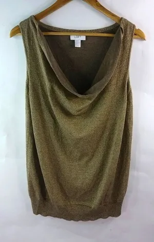Loft L Golden Sparkle Cowl Neck Sleeveless Top thumbnail 1