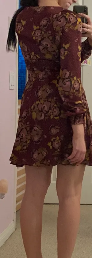 Wine Floral Dress thumbnail 3
