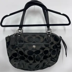 Coach Black Iridescent Textured Shoulder purse signature Bag thumbnail 7