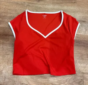 Old navy red seamless workout tee thumbnail 1