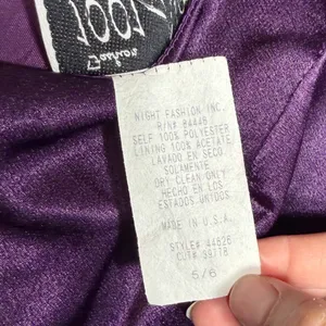 1001 Nights Vintage Purple Satin Empire Waist Maxi‎ Dress Short Sleeve Size 5/6 thumbnail 5