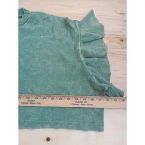 Altar'd State Sage Green Waffle Knit Ruffle Sleeve Crop Top Size Small EUC thumbnail 10