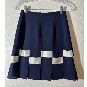 Vintage Y2K Nicole Miller Size 2 Navy Blue & White Carwash A-Line Skirt thumbnail 2